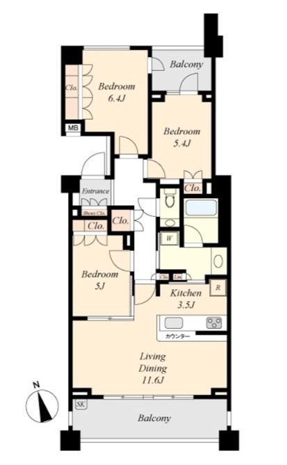 シティハウス浜田山ガーデンの間取り