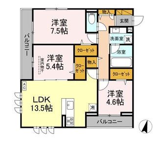 (仮称)D-ROOM市川南3丁目の間取り