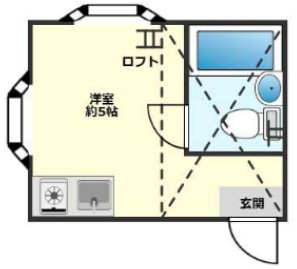 平の完工年月(1991年3月)築の賃貸アパートの間取り
