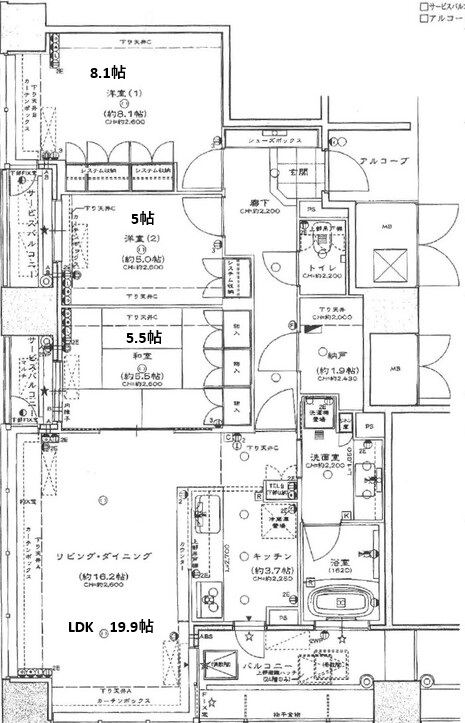 パークナード中之島公園ロジュマンの間取り