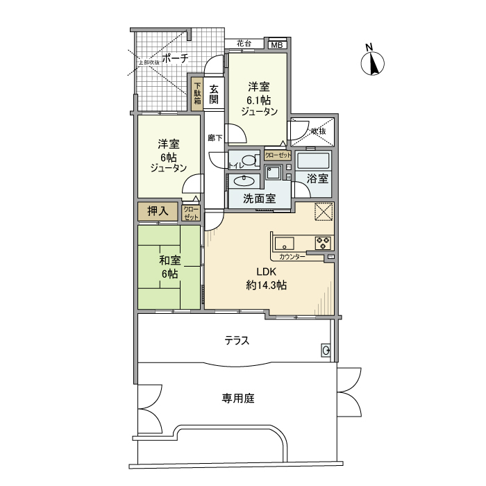 白糸台の完工年月(2001年3月)築の賃貸マンションの間取り