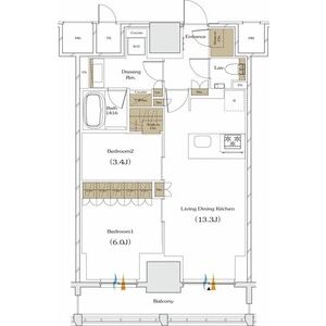 ザ・パークハビオ谷町六丁目クロスの間取り