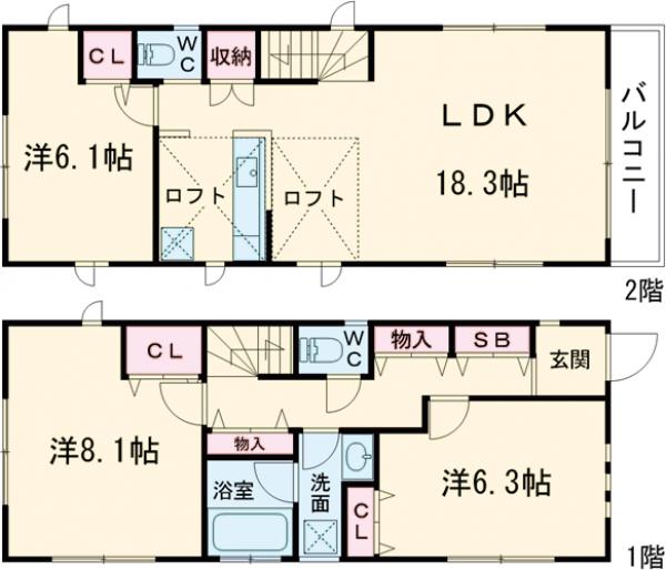 弦巻戸建の間取り
