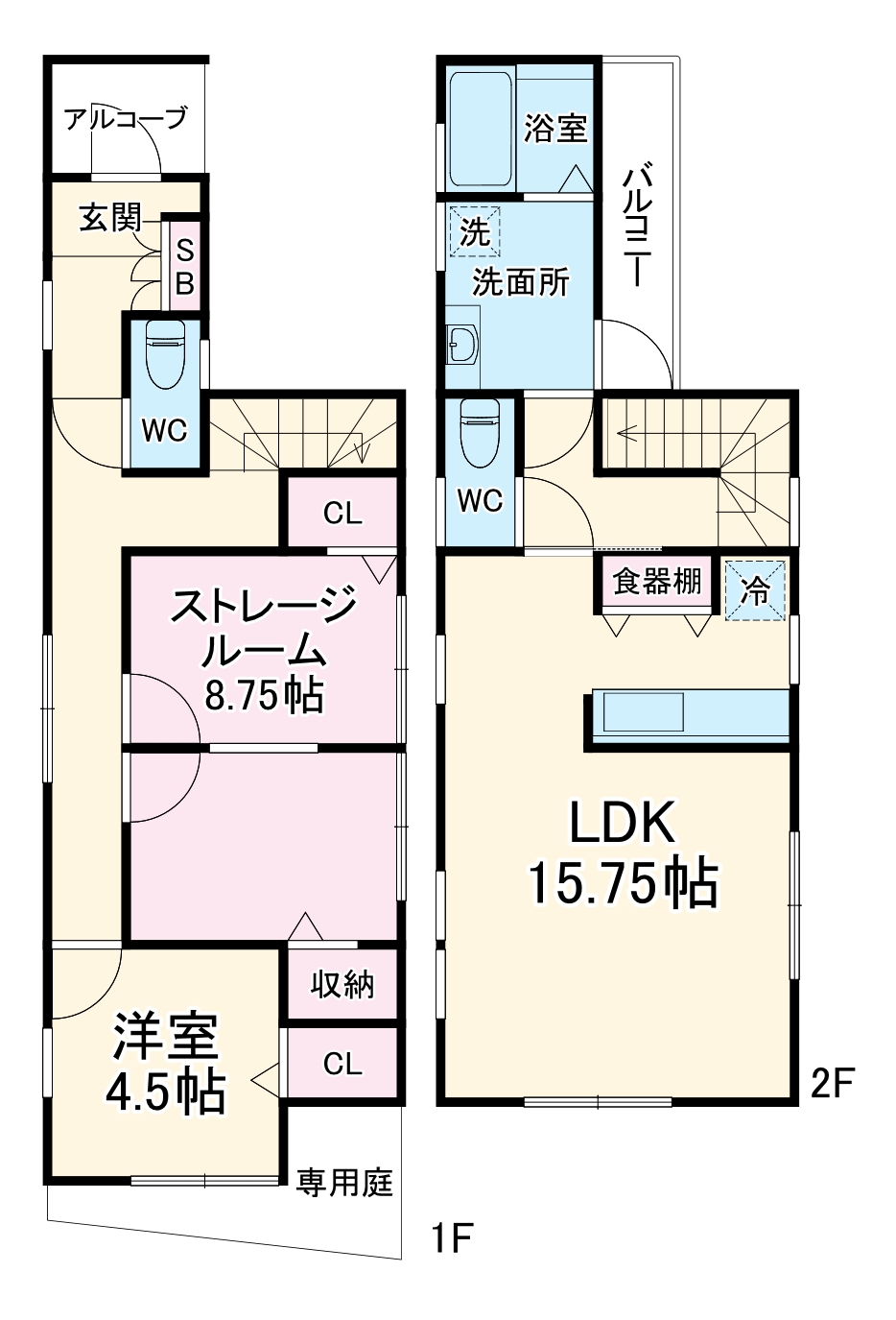 宿跡町戸建Westの間取り