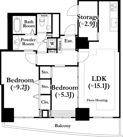 河田町ガーデン1号棟の間取り