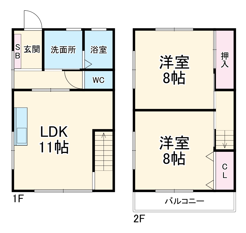 三条小辰巳貸家の間取り