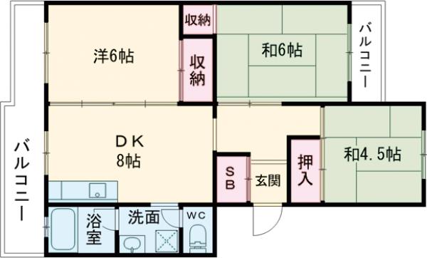 西京極市営住宅10号棟の間取り