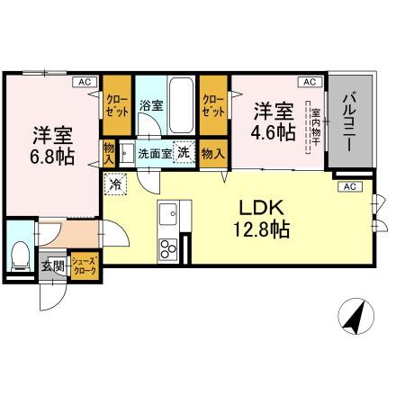 上砂町の完工年月(2026年6月)築の賃貸アパートの間取り