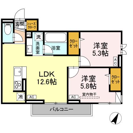 上砂町の完工年月(2026年6月)築の賃貸アパートの間取り