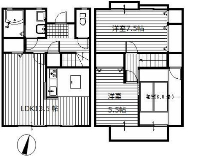 北浦和の完工年月(1992年9月)築の賃貸一戸建ての間取り