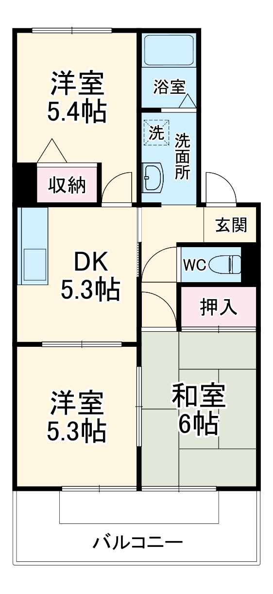 三谷町の完工年月(1997年2月)築の賃貸アパートの間取り