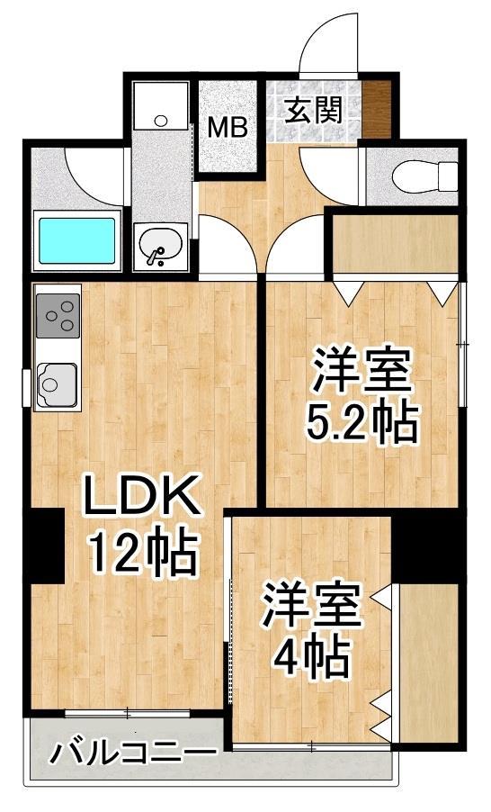 高辻大宮町の完工年月(2026年3月)築の賃貸マンションの間取り