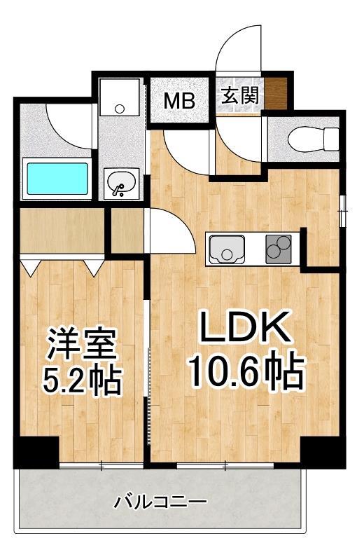 高辻大宮町の完工年月(2026年3月)築の賃貸マンションの間取り