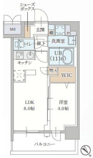 プランドール新北野の間取り