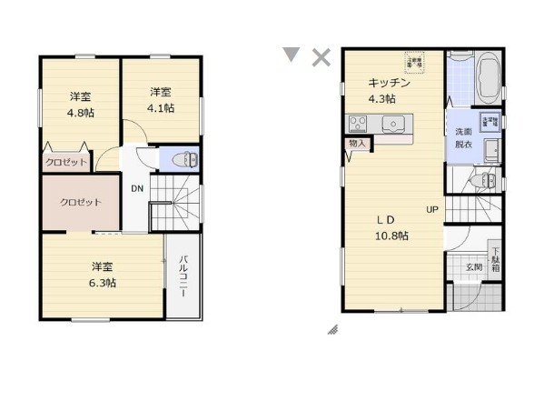 仮称)長津田新築定期貸家 B棟の間取り