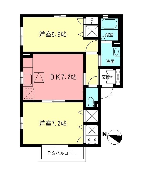 立野台の完工年月(2002年9月)築の賃貸アパートの間取り