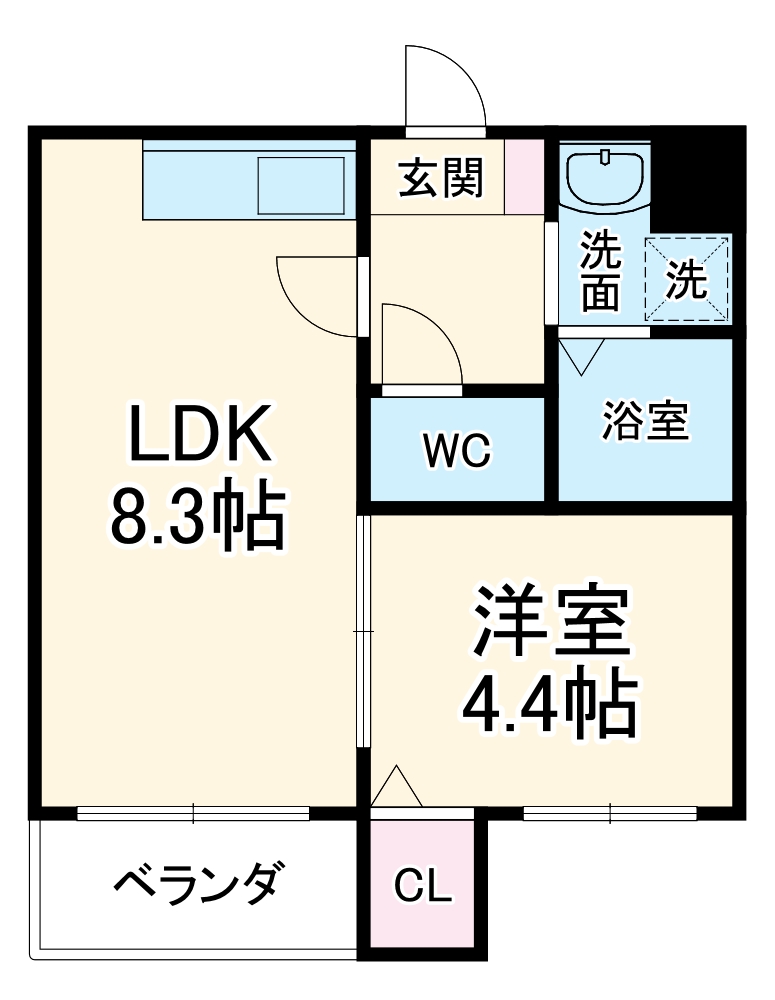 本塩竈町の完工年月(2016年2月)築の賃貸マンションの間取り