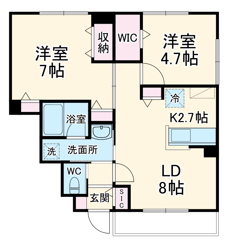 上新井の完工年月(2026年3月)築の賃貸アパートの間取り