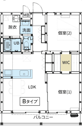木造マンション 断熱等級7の間取り