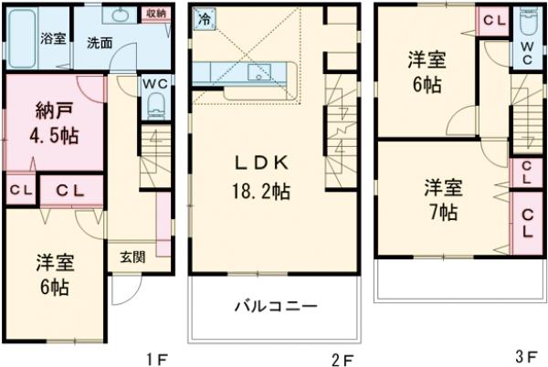 綾瀬2-7貸家2号棟の間取り