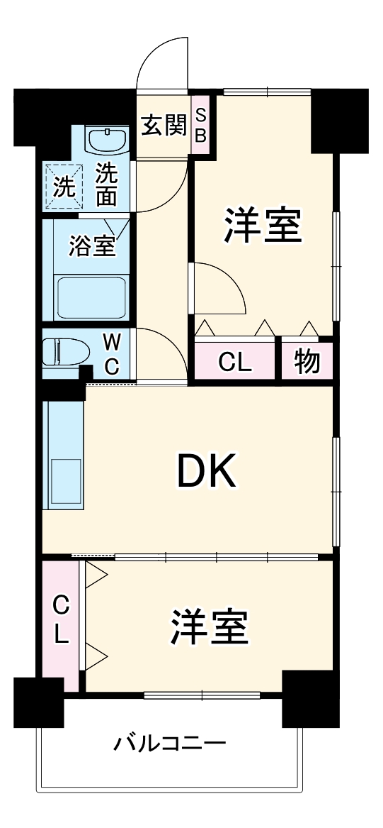 新横浜の完工年月(2005年12月)築の賃貸マンションの間取り