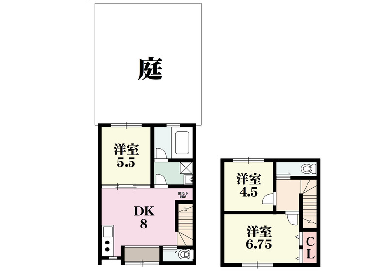 三軒家西 テラスハウスの間取り