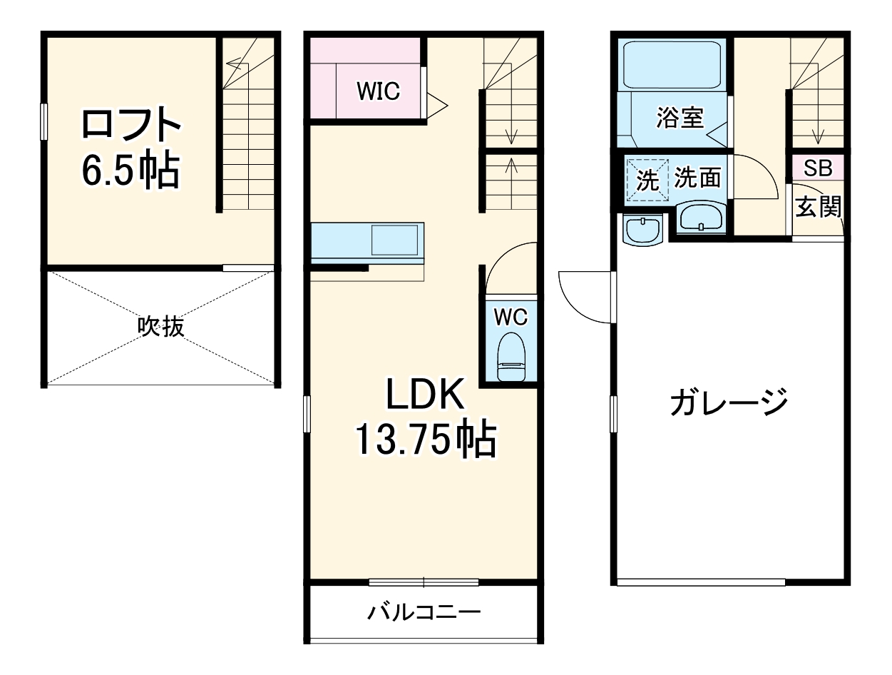 仮)貴布祢ガレージハウスの間取り