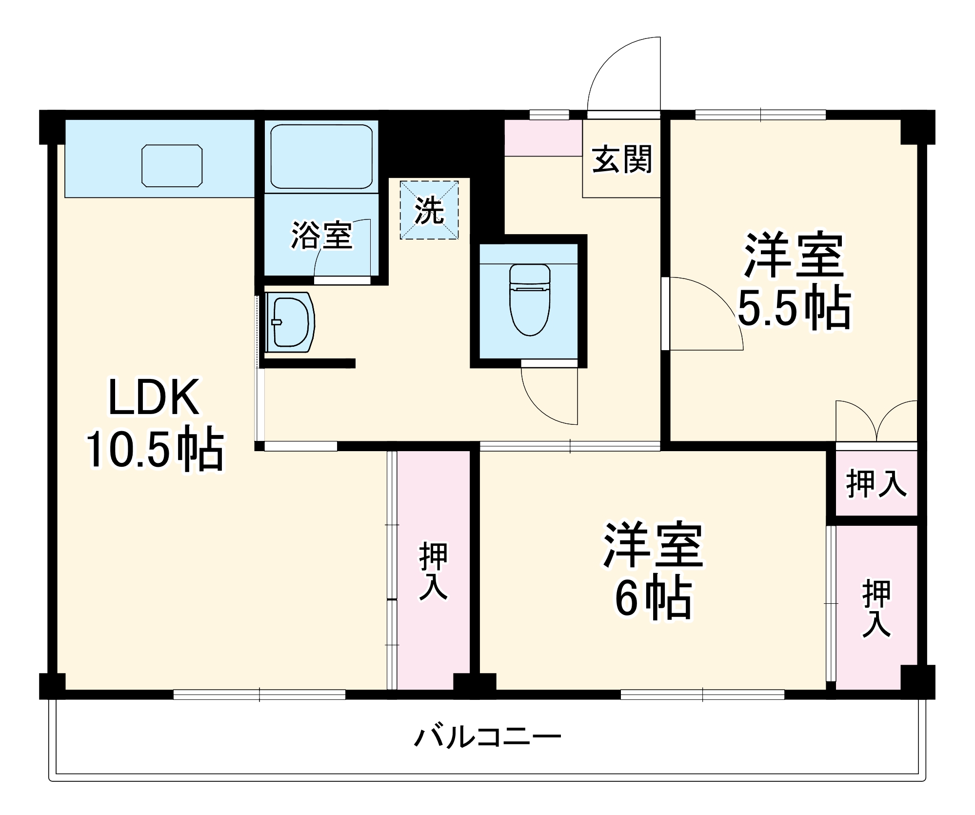 大字六栗の完工年月(1967年3月)築の賃貸マンションの間取り