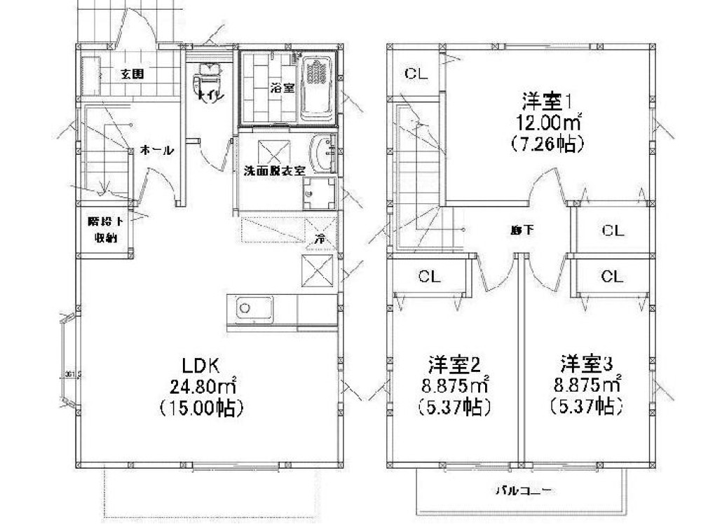 松戸市秋山戸建住宅Cの間取り