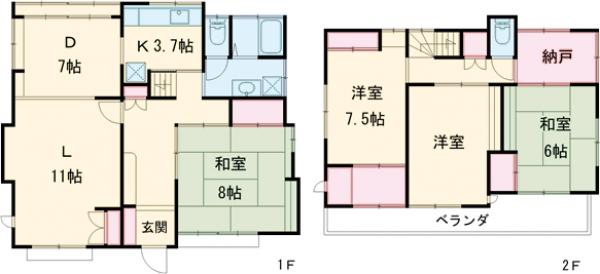南平2丁目仮住まい戸建の間取り