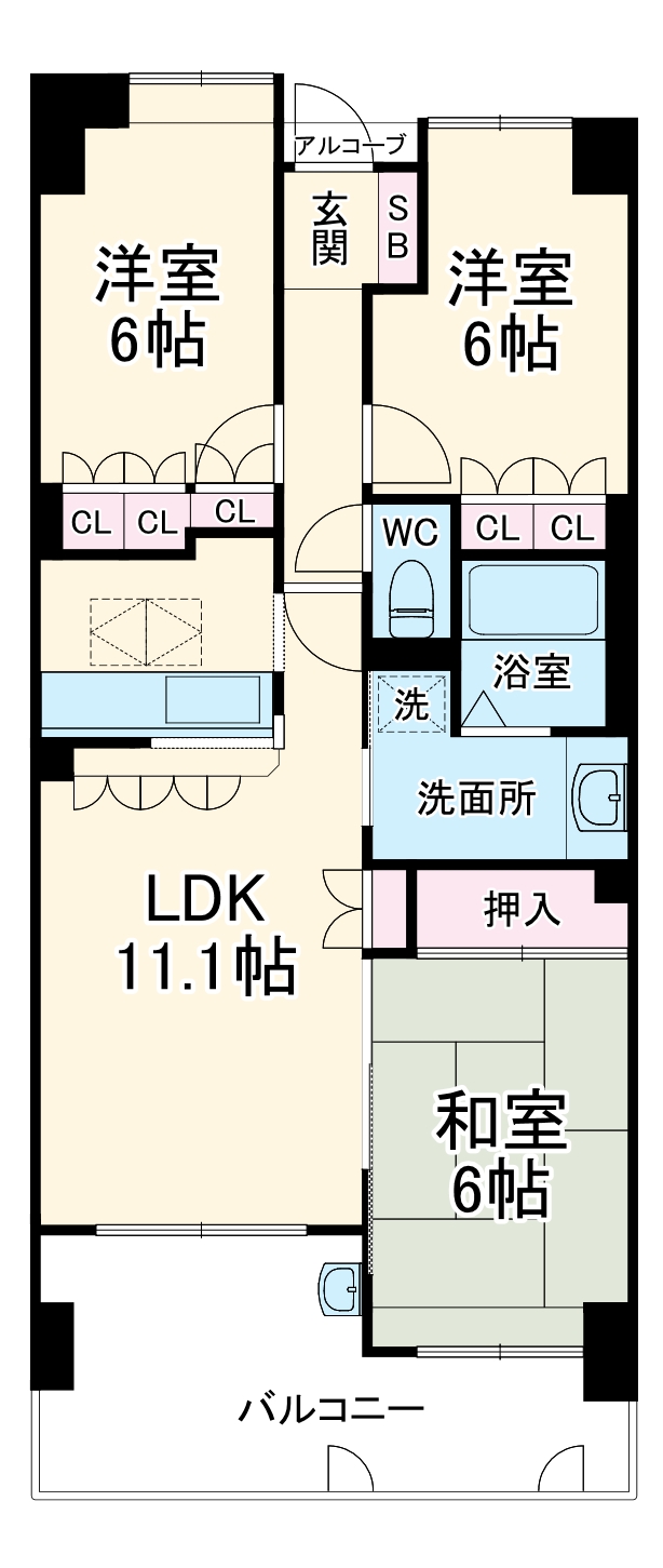 サーパス草薙運動場前の間取り