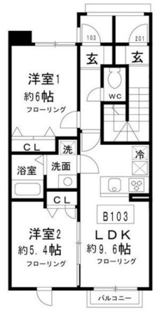 シエルB棟の間取り