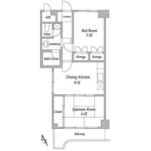 調布ケ丘の完工年月(1986年7月)築の賃貸マンションの間取り