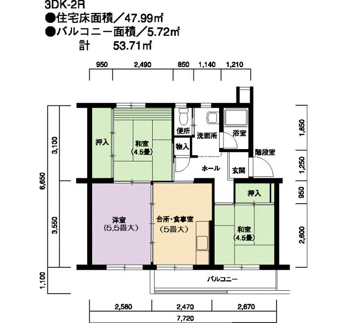 岩倉 16号棟の間取り