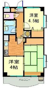 矢野口の完工年月(1989年10月)築の賃貸マンションの間取り