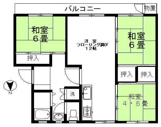 青葉台住宅団地12号棟の間取り