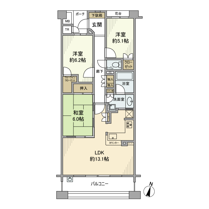 湘南袖ヶ浜レジデンスB棟の間取り