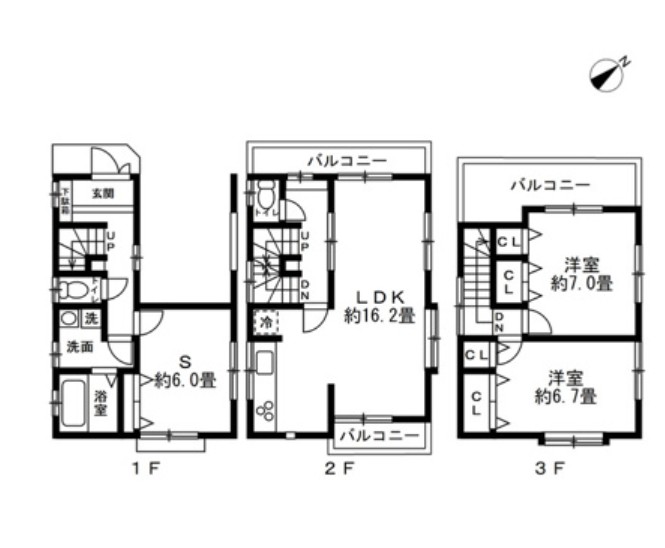 横浜市磯子区滝頭2丁目戸建の間取り