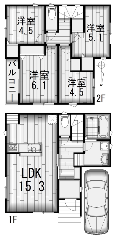 QLAZOさいたま市北区日進町戸建 2号棟の間取り