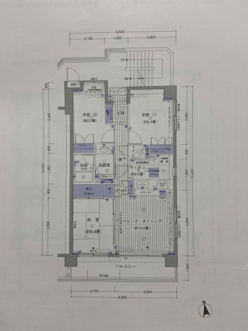 染地の完工年月(1997年4月)築の賃貸マンションの間取り