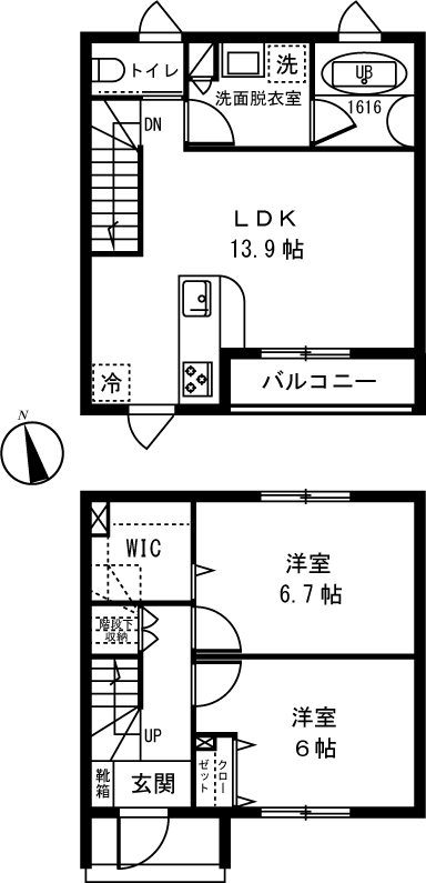 深大寺元町の完工年月(2025年3月)築の賃貸一戸建ての間取り