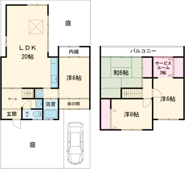 大山崎町脇山貸家の間取り