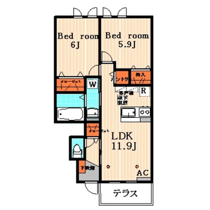矢野口の完工年月(2013年8月)築の賃貸アパートの間取り