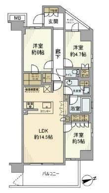 ブリリアンコート市川原木中山の間取り