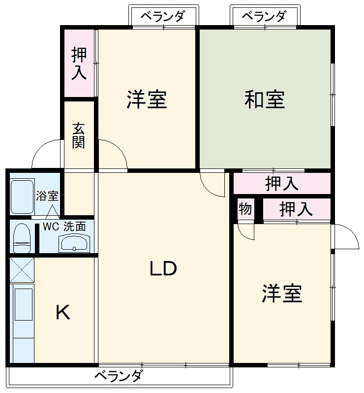 湖北台の完工年月(1995年3月)築の賃貸アパートの間取り