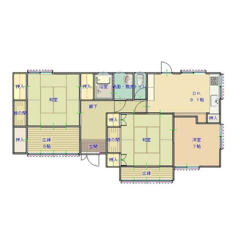 平沢平屋戸建ての間取り