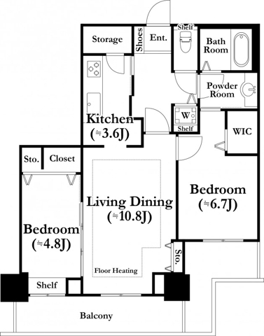 河田町ガーデン1号棟の間取り