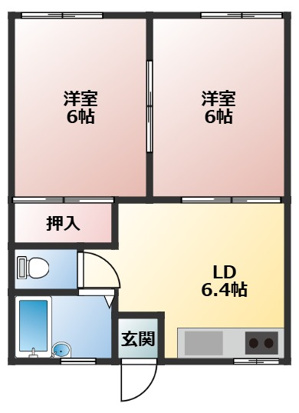 コーポ五本松Dの間取り