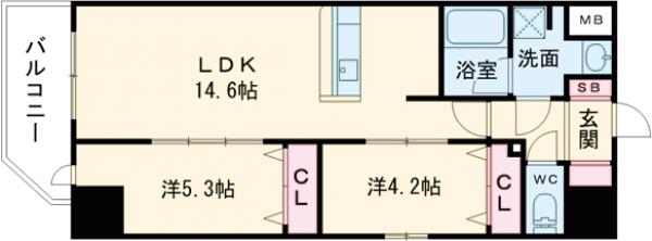 リファレンスリバービュー室見の間取り