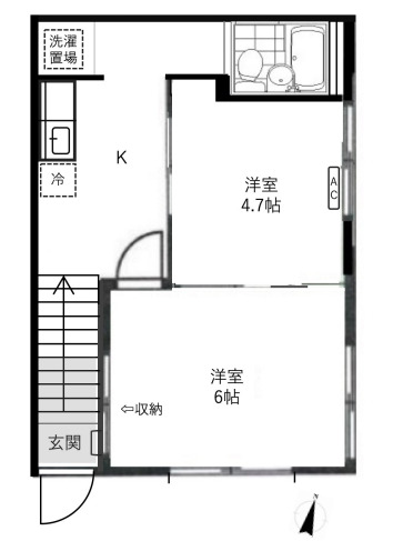 墨田の完工年月(1975年4月)築の賃貸アパートの間取り